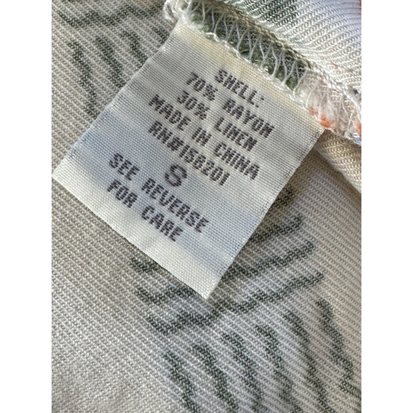 April Kiss Linen Blend Cropped Button Down Shirt Small S Fruit Print Tropical - Picture 7 of 8